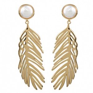 Mignonne Gavigan Cooper Palm Feather Earrings in Gold